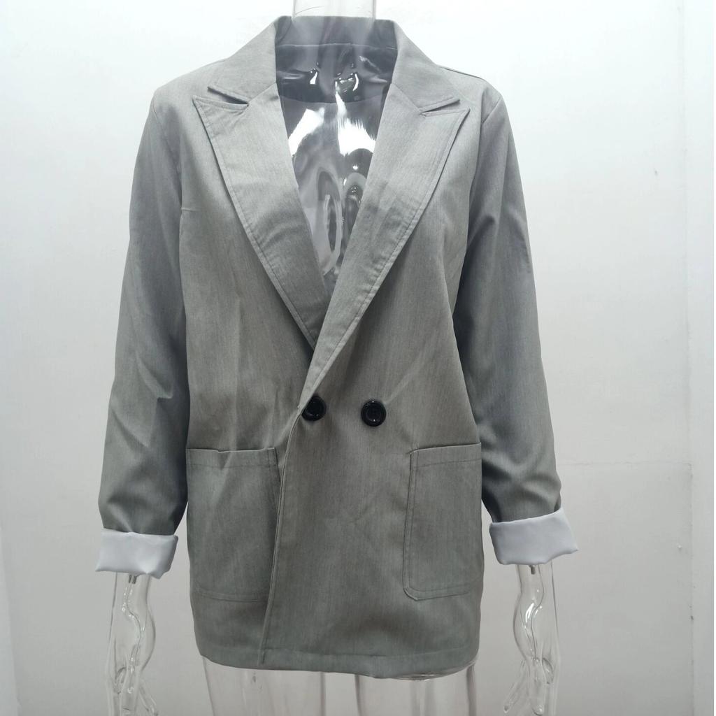 2025 Autumn Winter Women's Solid Color Blazer, Notched Lapel Long Sleeve Office Chic Jacket, Business Casual Trench Coat for Workwear