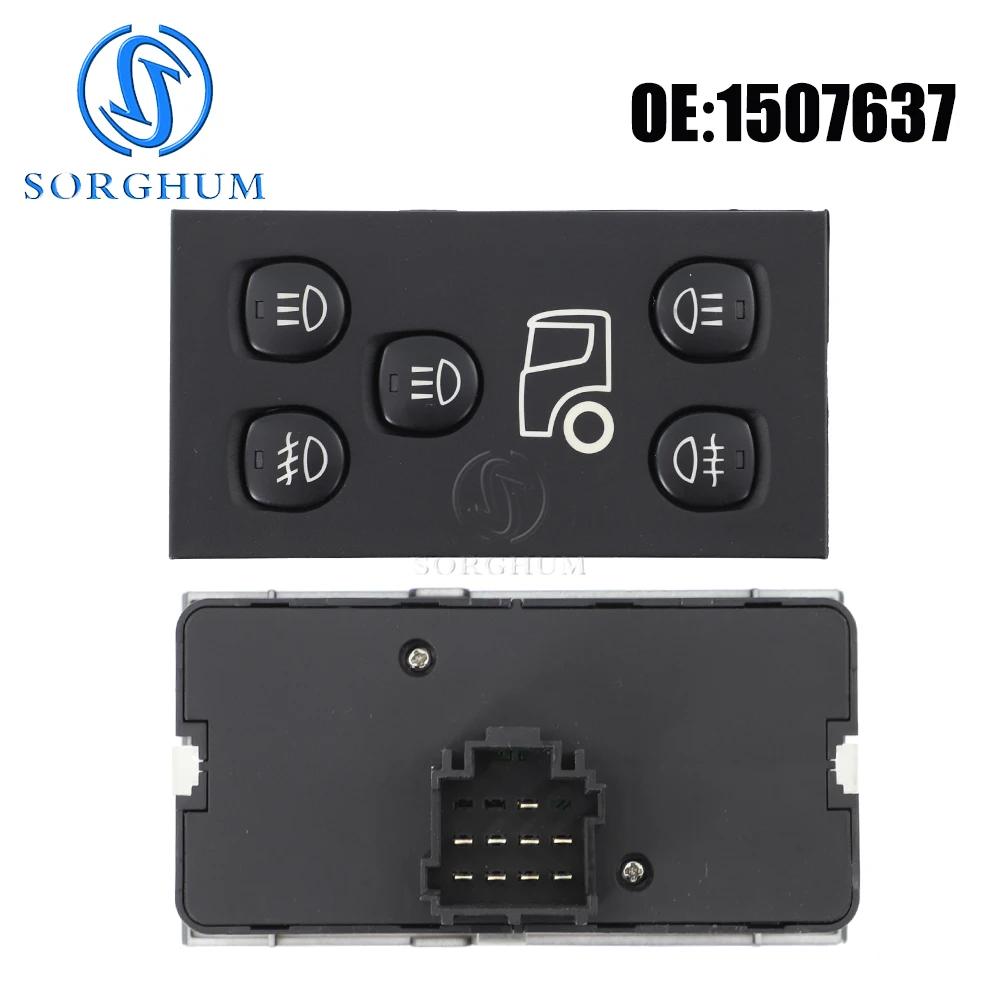 SORGHUM 1507637 Headlight Control Switch For SCANIA P G R T-Series Hazard Lamp Light Warning Button Knob Panel 9Pins Truck Parts