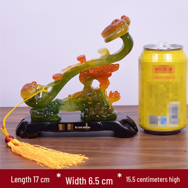 Yellow Jade Ruyi Ornament for Living Room or Wine Cabinet - Housewarming or Company Opening Gift