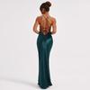 Women's Evening Dress Summer Sleeveless Backless Strap Waist Cinching Sexy Club Long Dress Women Fashion Elegant Solid Color Slim Fit Party Dresses