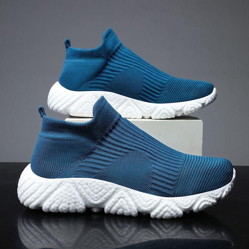 Fashion High-top Male Sports Shoes Slip-on Knit Trend 2025 Designer Sale Athletic Gym Miked Colour HikingTrekking Men's Casual Sneakers