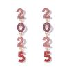 Aesthetic Happy New Year Earrings Rhinestone Crystal Party Earrings  Christmas