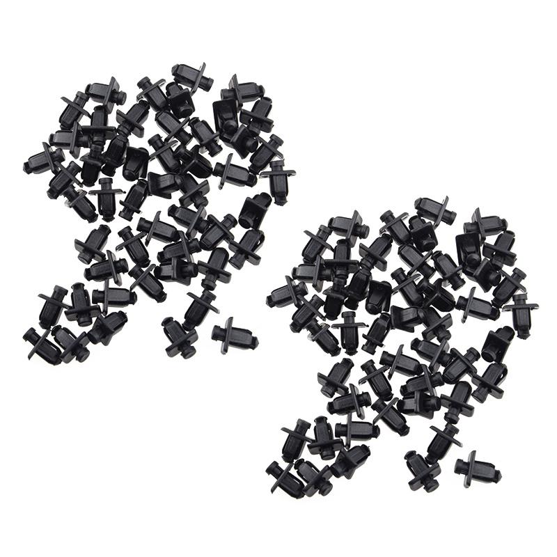 

100Pcs 66814-01G00 Black Car Upper Lower Cowl Grille Clip Push Type Retainer Rivet Fit for Nissan Pickup D21