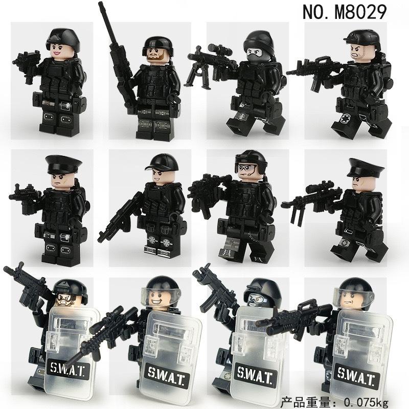132 Bags 1620 City Black Doll Weapon Military Police Figurine Children Building Block Soldier Toy