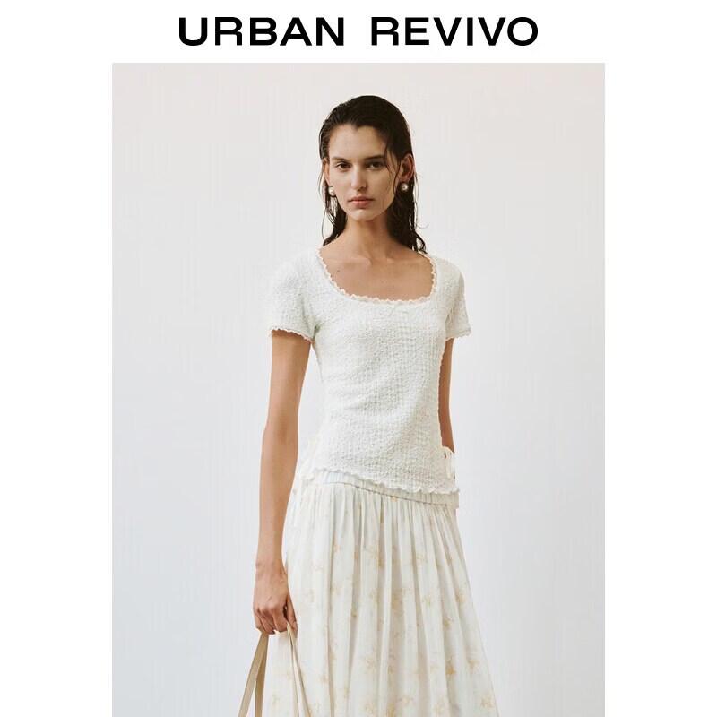 Women s Textured Lace Bow Tie T-shirt XL