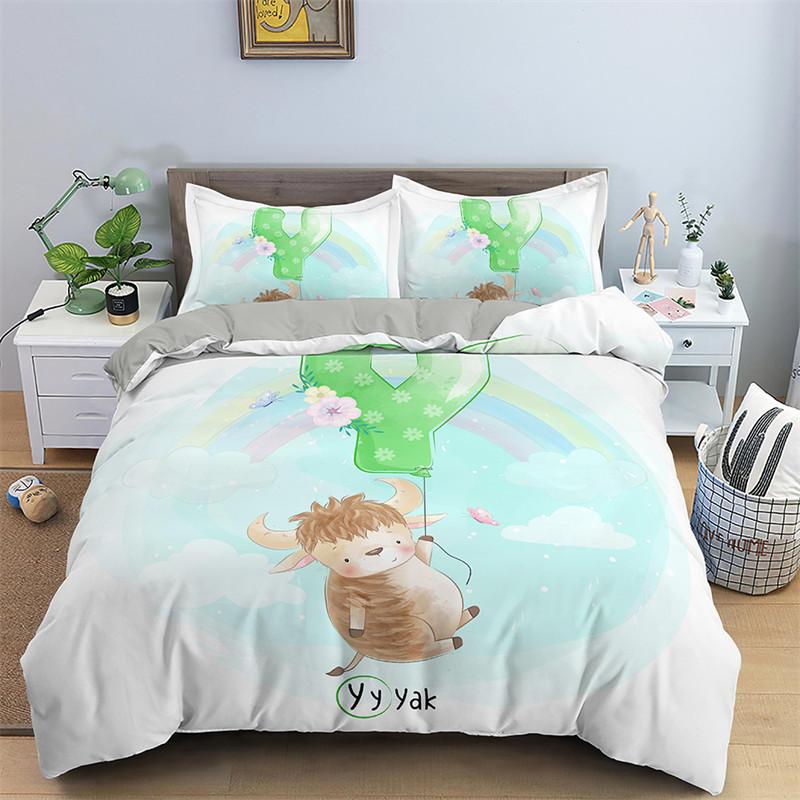 3D Cartoon Duvet Cover Lovely Animal Bedding Set Polyester Cute Bear Panda Elephant Quilt Cover Twin For Toddler Kids Child Room