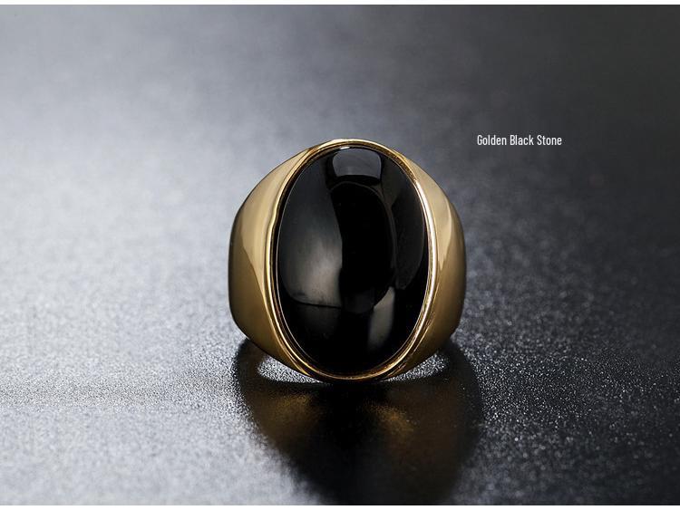 Retro Elegant Gemstone Titanium Steel Ring for Men and Women - Vintage Style Jewelry Band