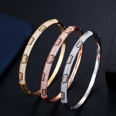 WWJ Bracciale rigido con polsino aperto unico a forma di serpente, gioielli con zirconi cubici per donna