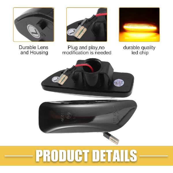 LED Side Marker Light 30722641 Front Driver Passenger Turn Signal Lights Fender Sidemarker Lamps for Volvo S60 Black Lens Amber LED Light 1 Pair