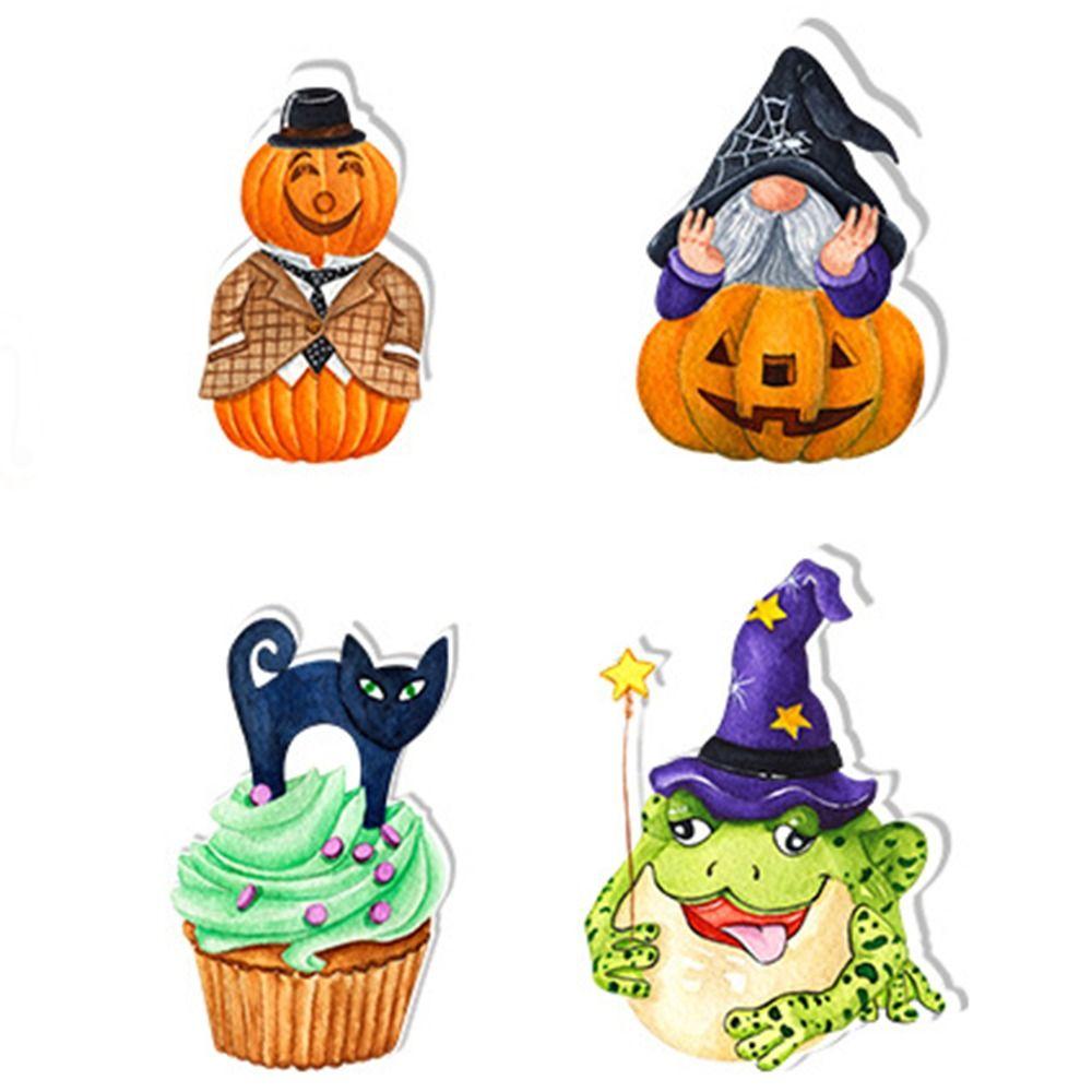 16Pcs Cute Cartoon Pumpkin Ghost Cake Inserts Creative Cake Insertion Label  Children's