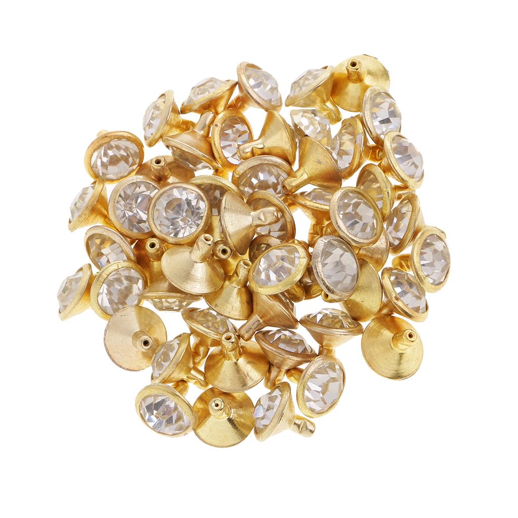 50 Stück Strass-Nieten, Nieten, Knöpfe zum Nähen, Basteln, 7 mm, Silber