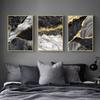 Abstract Wall Art Black White Canvas Painting  Marble Mosaic with Golden Veins Posters Prints Wall Picture for Living Room Decor
