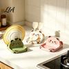 Multi Purpose Cooking Tool Holder Cute Bear Pot Lid for Kitchen Countertop, Multipurpose ABS Spatula And Spoon Rest Plastic Rest, Easy Clean Utensils