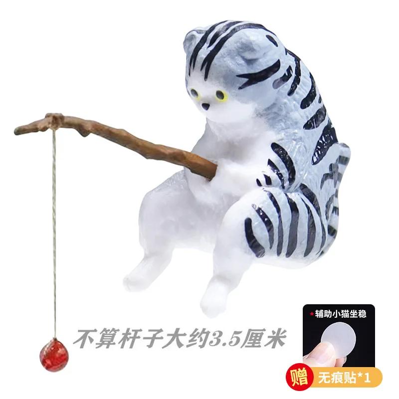 Fishing Cat Car Interior Decoration Cute Resin With Pipe Glasses Auto Rearview Mirror Pendant Air Outlet For Car Accessories