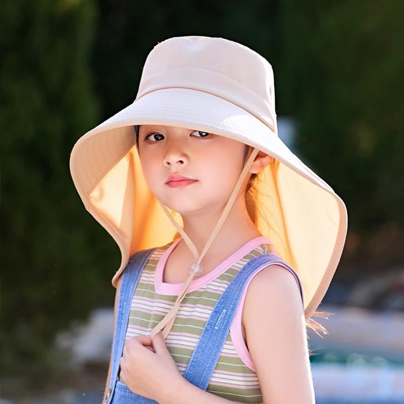 Parent-child simple versatile bucket hat summer outdoor play mountaineering sun protection hat big brim shawl sun hat children