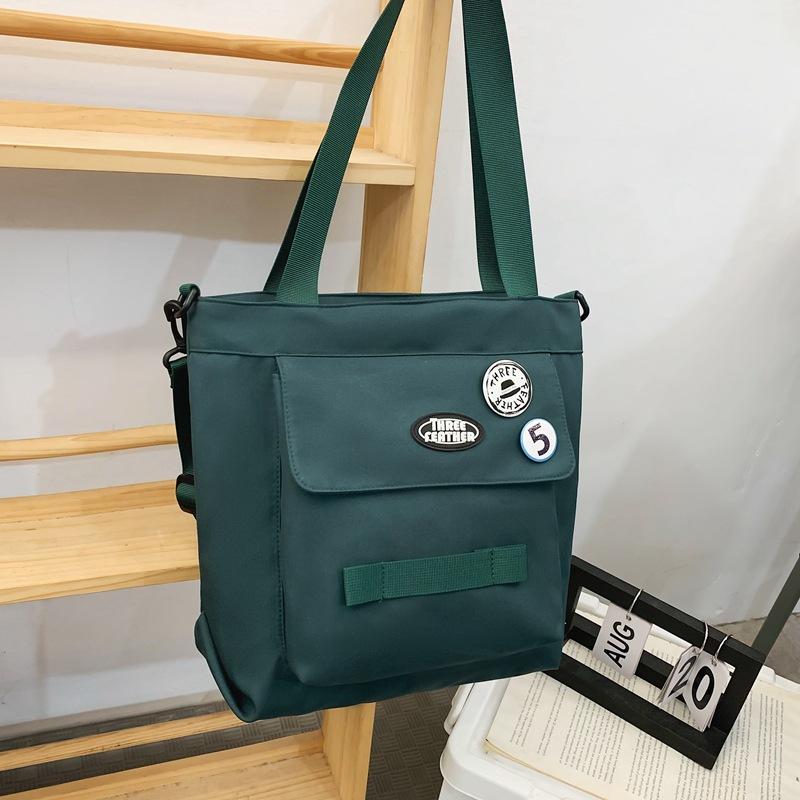 

Студенческая сумка-мессенджер, классный повседневный рюкзак, наплечная сумка, женская сумка в стиле Харадзюку, ретро-сумка почтальона, мужская single package. темно-зеленого