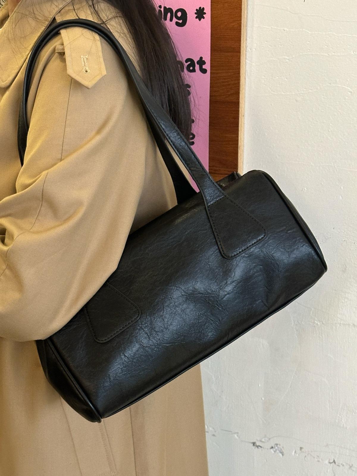 

Портативна невелика квадратна сумка в стилі ретро, ​​нова наплічна сумка великої ємності для вітрового відпочинку, універсальна сумка для подорожей чорний