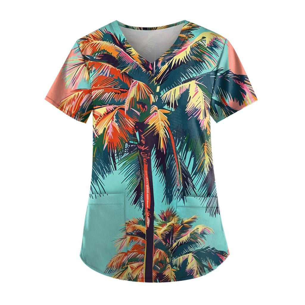 Top con stampa a foglie casual da donna