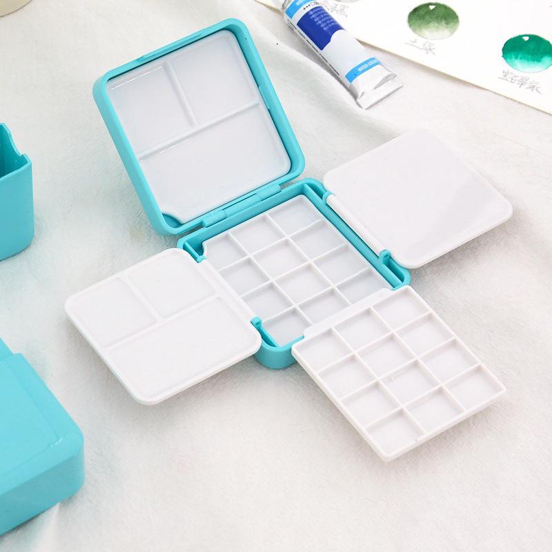 Portable Travel Watercolor Plastic 12/24 Grids Painting Box With Palette Half Pan Mini Paint Storage Case For Art Supplies