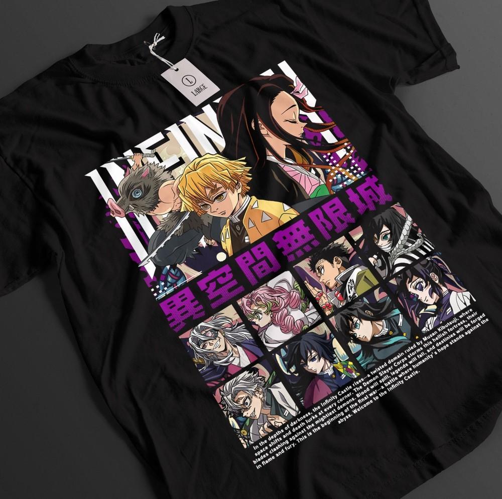 

Demon Slayer Shirt Tanjiro T-Shirt Zenitsu KNY Nezuko Inosuke Akaza Muzan Tee S