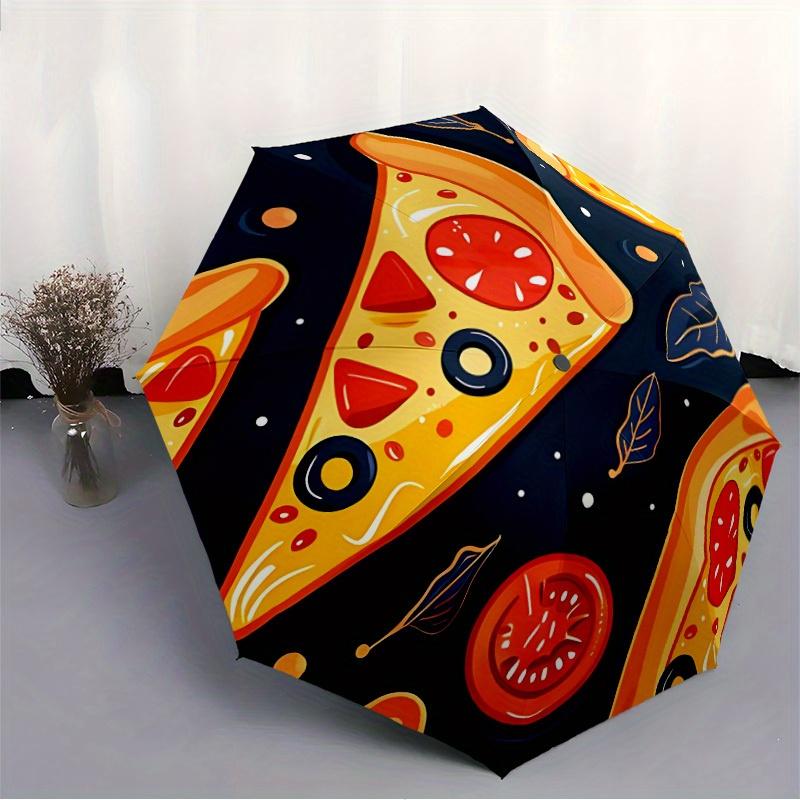 1pc Pizza Slice Automatic Open/close Folding Compact Umbrella, 8-Rib Sturdy Canopy, Lightweight Portable, Everyday Use, Gift, Outdoor Umbrella, Travel