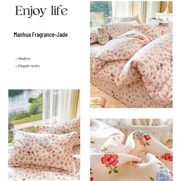 Class A Pure Cotton Bed Sheet, Duvet Cover, and Pillowcase Set – Available in Three-Piece or Four-Piece, All Seasons, Home/Homestay
