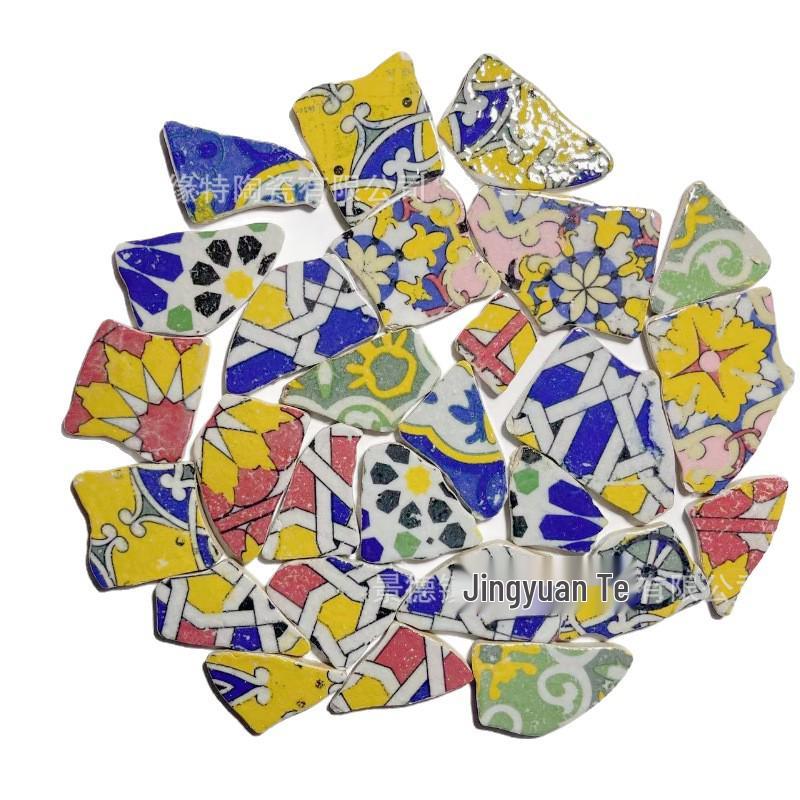 

Bohemian Colorful Flower Mosaic Puzzle with Irregular Ceramic Pieces for DIY Crafting and Decoration