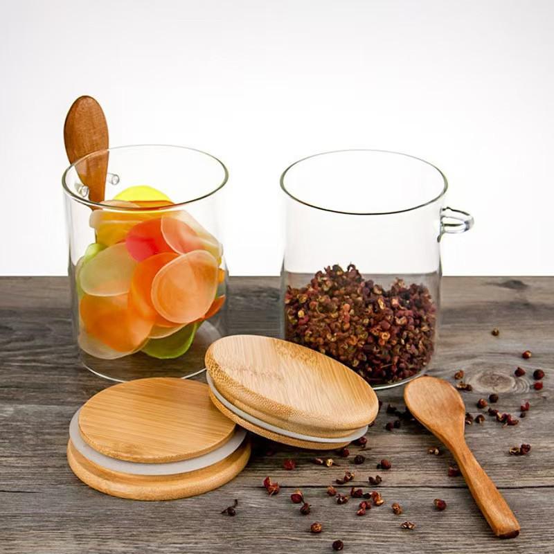 Airtight High Borosilicate Glass Jar with Spoon for Kitchen Storage: Perfect for Grains, Dried Fruits, and Coffee Beans