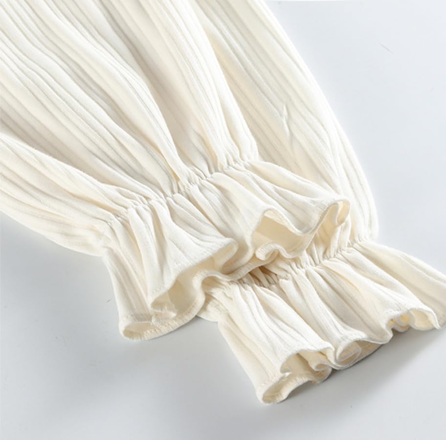 Lolita Long Sleeve Pajama Set Pants White Cosplay Ruffles White [Lady Lazy] (L)