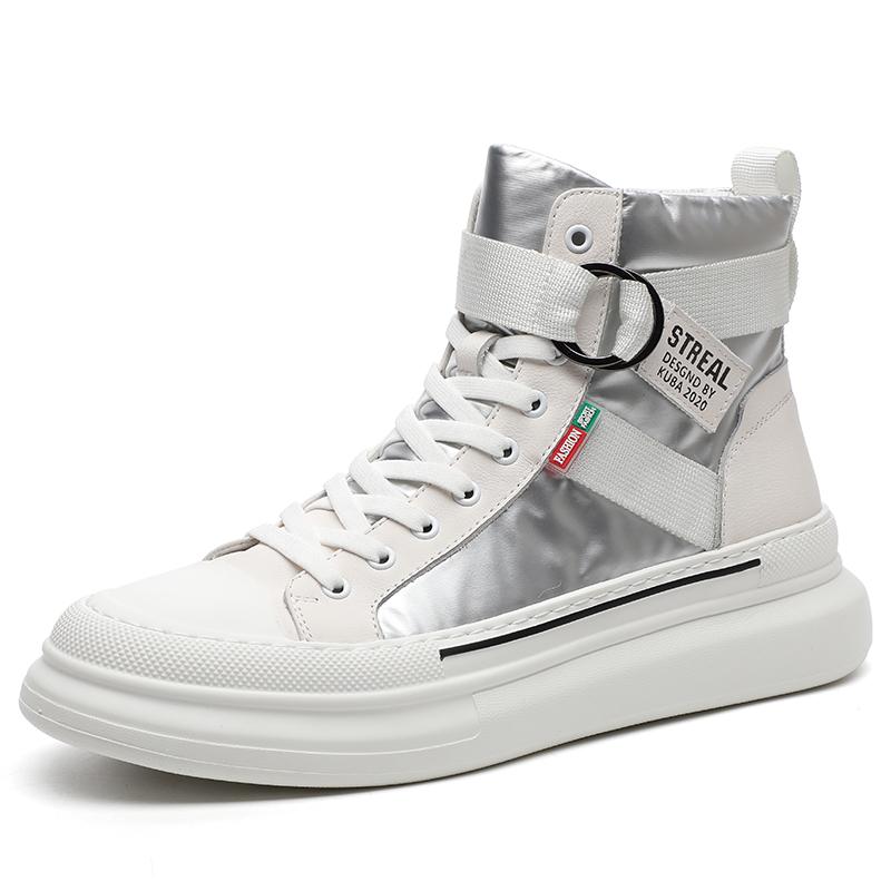 Down Cloth Men 'S Shoes Mid -Top Martin Boots Men 'S British Style Black Thick -Soled Winter With Velvet High -Top Shoes Trend