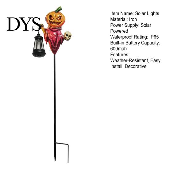Fairy Garden Decorations Halloween Solar Pumpkin Stake Light, Metal Decorative Stakes, IP65 Outdoor Lawn Stakes Waterproof LED Landscape Lamp for Yard