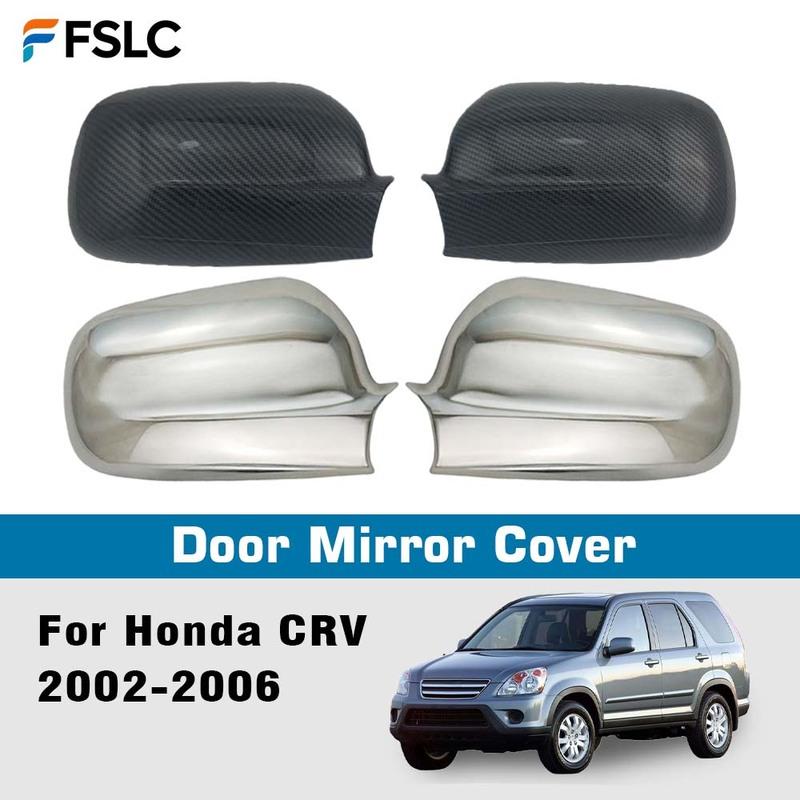 Car Decoration Carbon Fiber Door Mirror Cover Trim Chrome Silver Car Rearview Accessories Styling For Honda CRV 2002 - 2006
