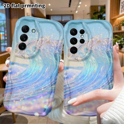 Étui pour téléphone: Coque de Protection 2D Plate pour Samsung Galaxy A34 A35 M05 M06 S20 S22 S21 FE Plus 5G, Vagues Pailletées, Cadeau de Noël et d'Halloween