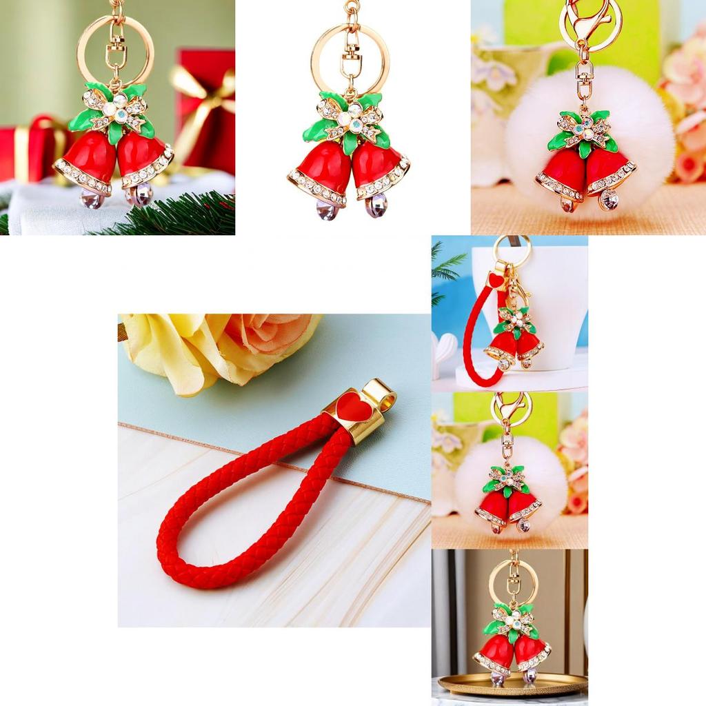 Stylish Woven Rope Christmas Bell Metal Keychain Elegant Gift For Couples And Friends