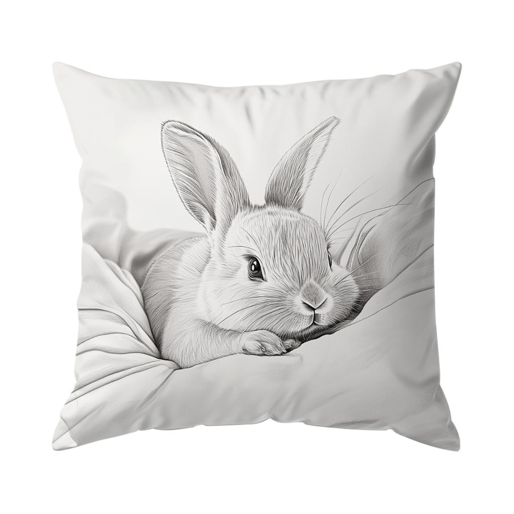 Cute Bunny Sketch Cushions Pillowcase Polyester Cushion Cover Throw Pillow Pillowcover Home Car Sofa Decor