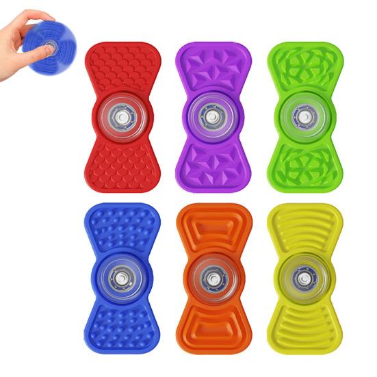6Pcs/Set Silicone Fidget Spinner Stress Relief Textured Spinner Sensory Toy Quiet Home Office Worker Decompression Fingertip Spinning Toy