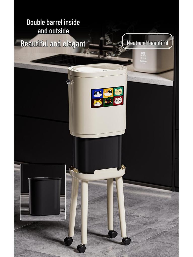 Premium Large-Capacity Trash Can with Lid – Ideal for Living Room, Bedroom, and Kitchen; Elevated Design for Easy Use.