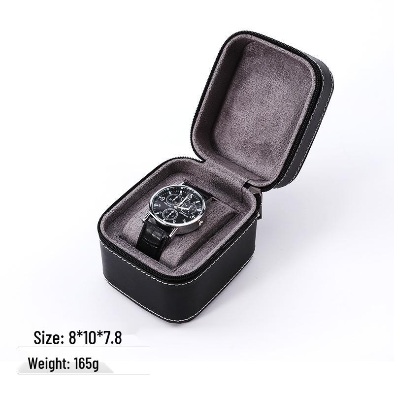 Premium PU Leather Zippered Portable Watch Box with High-End Feel