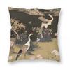 Federa Quadrata Stile Chinoiserie Gru della Giungla Nera Poliestere Lino Velluto Creativa Zip Decorata Federa Copricuscino per Divano