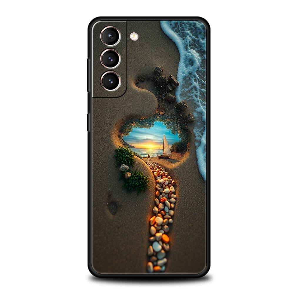 Ocean Coastal Seashell Seaweed Pattern Phone Case for Samsung Galaxy S26 S25 S24 S23 S22 S20 S21 FE Ultra S25 Edge Plus Soft TPU