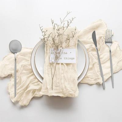 Party Supply Table Decoration Gauze Napkin Soft Reusable Cotton Napkin Retro Solid Color Placemats Wedding