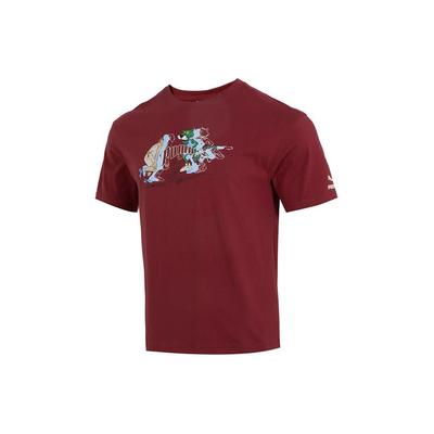 Lightweight Running T Shirts Men's Burgundy Crew Neck Moderate 629400-55