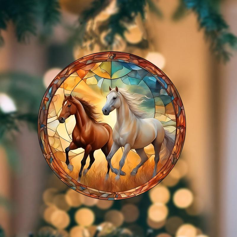 Adesivo Statico per Vetri Decorazione Casa, Adesivo per Finestre Senza Colla, Adesivi Artistici Cattura Raggi Solari Collisione - Cavallo#50