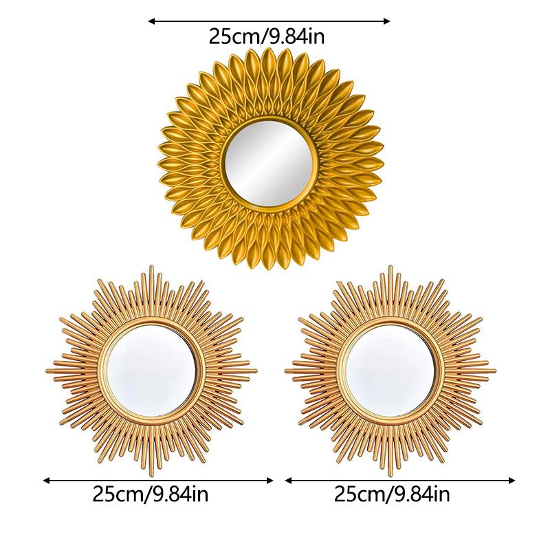 3PC/Set Wall Decor Round Wall Mirror Sets Hanging Mirror Gold Hanging Mirror Living Room Background