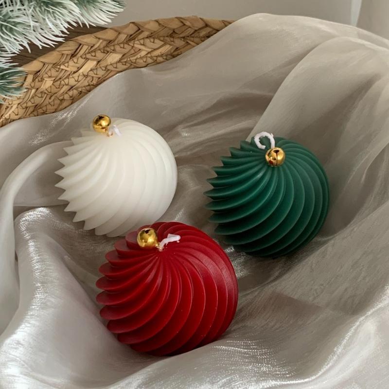 Diagonal Stripes Silicone Candle Mold Diy Scented Candles Rotate Ball Craft Molds Soap Resin Plaster Making Home Christmas Decor