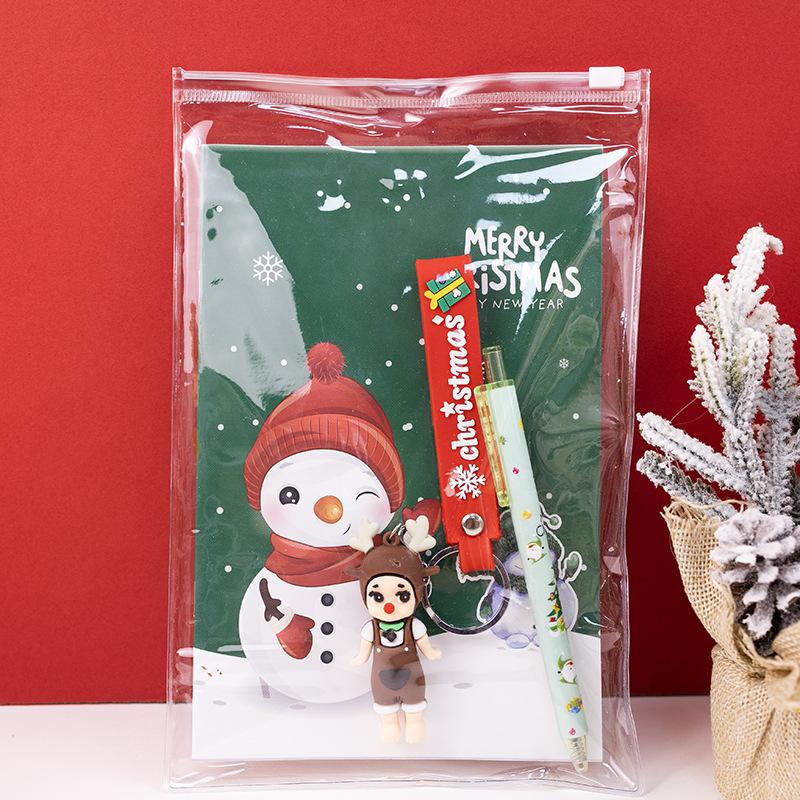 Children's Christmas Gift Prizes Christmas Stationery Set Party Favors Santa Deer Snowman Notebook Pencil Keychain Gift Pack