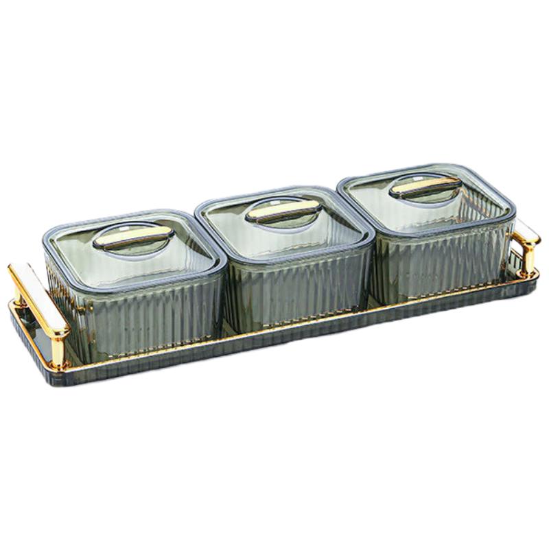 Light Luxury Divided Glass Snack & Fruit Plate