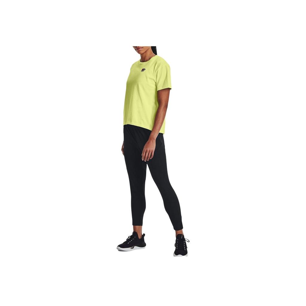 Under Armour UA Text Print Short Sleeve T-Shirt Women Tops Mottled-Green 1376743-391