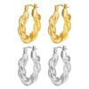 18k Gold Minimalist Twisted Hoop Earrings - European & American Style