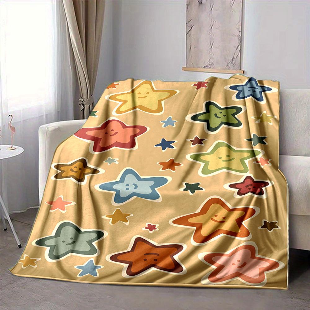 1pc Starry Night Colorful Print Blanket   Lightweight Flannel Throw Blanket For Sofa, Bed, Living Room, Office, Outdoor Travel, Camping